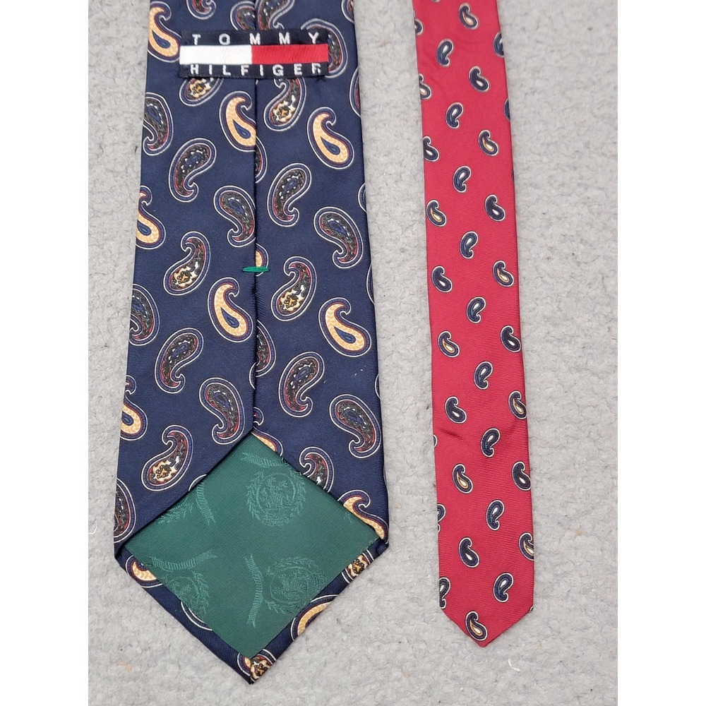 Tommy Hilfiger Tie Mens Navy Blue Red Paisley Neckwear Preppy Dress‎ Business